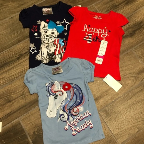 NWT toddler 2T July 4th shirt bundle USA patriotic horse dog - Picture 1 of 4